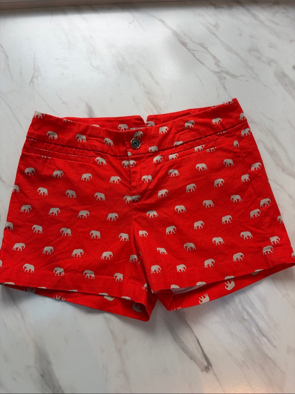 Banana Republic orange Shorts with White Elephant Print- size 4 women’s
